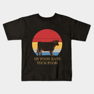 My Food Eats Your Food - Vintage Sunset Kids T-Shirt